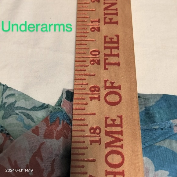 LOFT Size Medium Floral Cap Sleeves Ragged Edges Ruffle Elastic Neckline Top - Picture 12 of 13